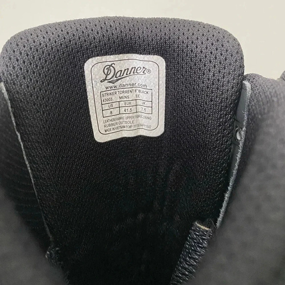 Danner Boots Men’s 8 Striker Torrent 8” Black Work Boot Gore-Tex Vibram Sole - Picture 7 of 9